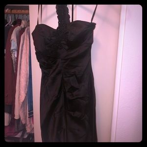 Black, Satin, Midi Cocktail Dress